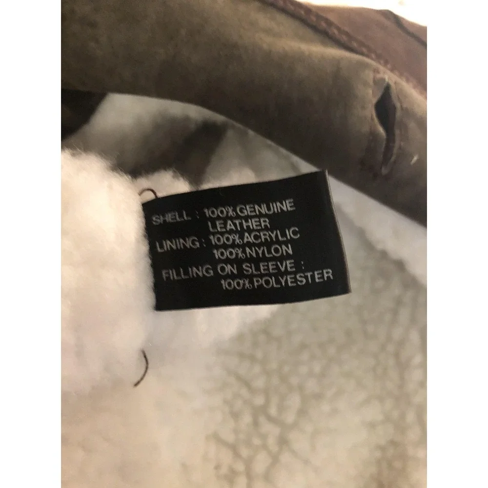 Atlantic Beach Coat Mens Large Brown Suede Leather Sherpa Lined‎ Button Front
